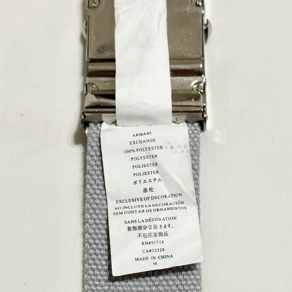 A/X Logo Silver Rhinestone Buckle Belt, Heather Gray Fabric Silver Leather - M - Picture 9 of 11